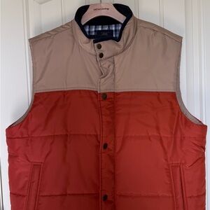 Men's Orange and Tan Puffer Vest